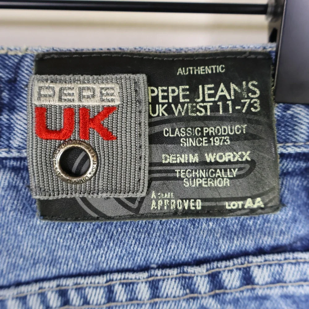 Vintage 90s Pepe Jeans Denim Worxx Straight‎ Leg Size 14 Kids Skate Blue Cotton